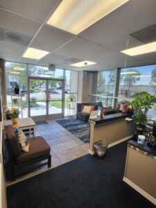 chairs and front desk at Chino center