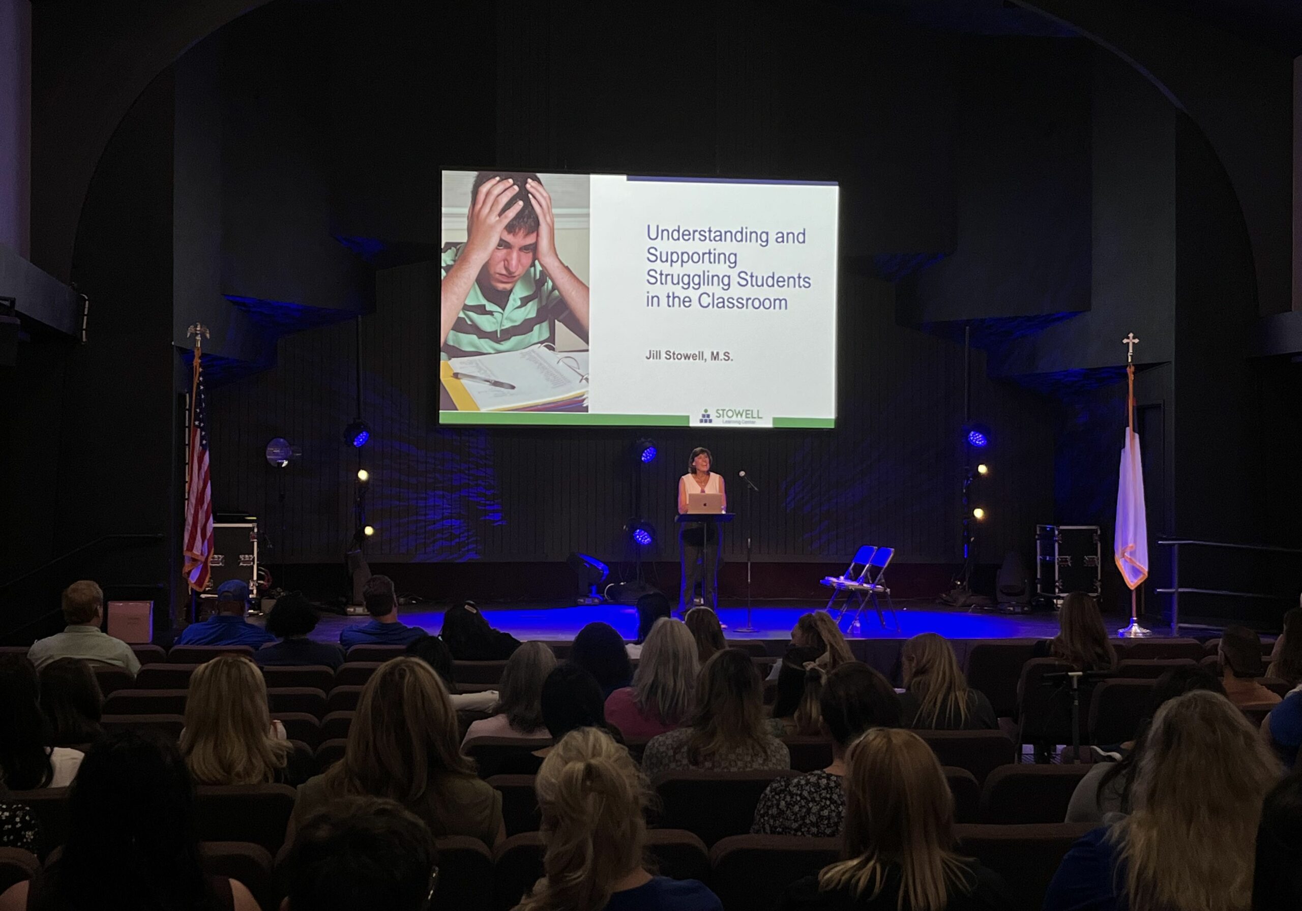 Jill Stowell giving a workshop to teachers and parents