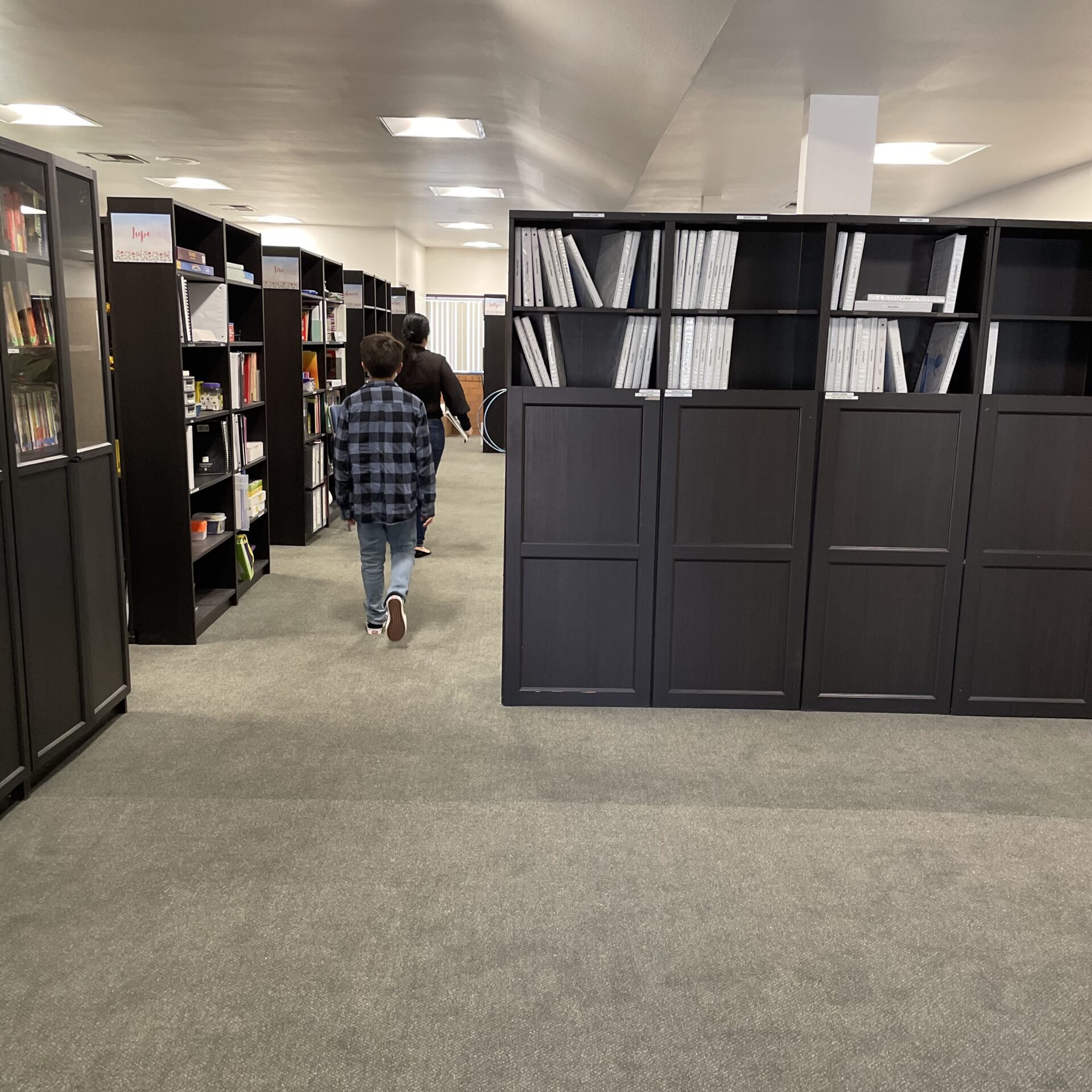 hallway with bookcases at Irvine